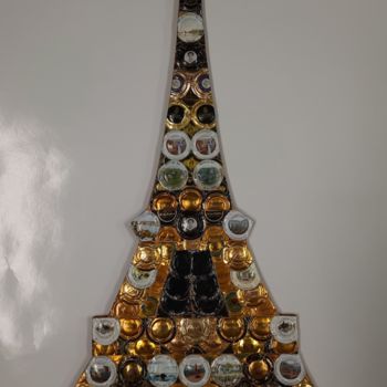 Collages intitolato "Eiffel 90" da Marina Argentini, Opera d'arte originale, Metalli