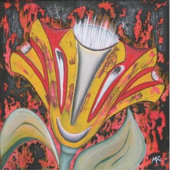 Painting titled "Fleur clown" by Marina Argentini, Original Artwork, Acrylic