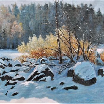Malerei mit dem Titel "Kivinen saari" von Ari Reinikainen, Original-Kunstwerk, Öl