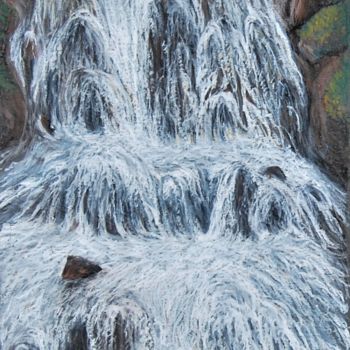 Desenho intitulada "Waterfall.2" por Ari Reinikainen, Obras de arte originais, Pastel