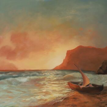 Malerei mit dem Titel "Sonnenuntergang mit…" von Aria Artis, Original-Kunstwerk, Öl