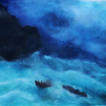 「Sturm auf hoher See」というタイトルの絵画 Aria Artisによって, オリジナルのアートワーク, 水彩画