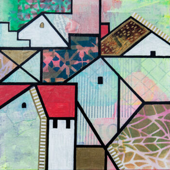 Painting titled "Geometry of town1" by Ariadna De Raadt, Original Artwork, Acrylic