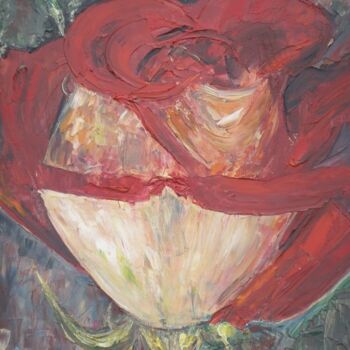 Painting titled "Rosa" by Ariadna, Original Artwork, Oil Mounted on Wood Stretcher frame