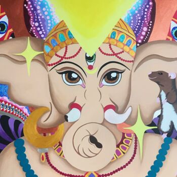 Картина под названием "Ganesha" - Ariadna Maslowska, Подлинное произведение искусства, Акрил Установлен на Деревянная рама д…