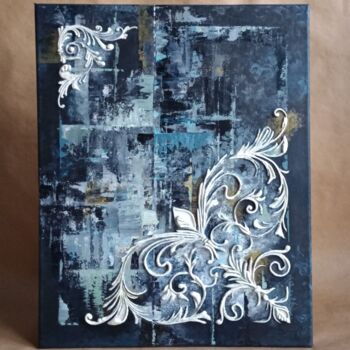 Painting titled "Blue rococo" by Ariadne Dombrovszki, Original Artwork, Acrylic Mounted on Wood Stretcher frame