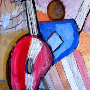 Schilderij getiteld "man with guitar" door Ariani, Origineel Kunstwerk