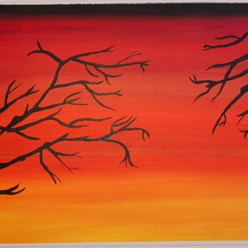 Painting titled "Crépuscule" by Ariane Houngbo, Original Artwork, Acrylic Mounted on Wood Stretcher frame