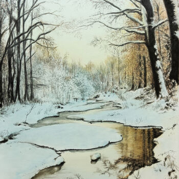 Painting titled ""A WINTER EVENING"" by Arianna Squicquaro, Original Artwork, Watercolor