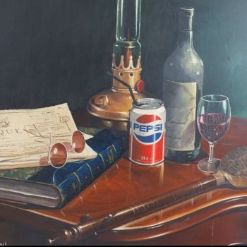 Peinture intitulée "Canette Pepsi sur c…" par Fanny Bineau, Œuvre d'art originale, Acrylique