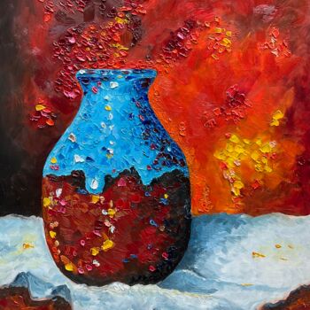 "Warm Blue" başlıklı Tablo Arie Coetzee tarafından, Orijinal sanat, Petrol