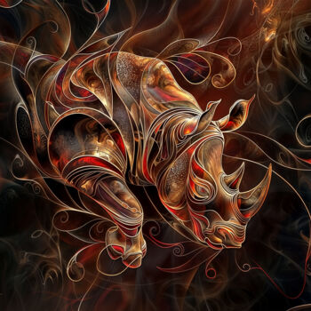 Цифровое искусство под названием "Rinoceronte de Java…" - Ariela Alez, Подлинное произведение искусства, Изображение, сгенер…