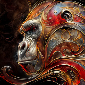 Arte digital titulada "Gorila de Montaña:…" por Ariela Alez, Obra de arte original, Imagen generada por IA