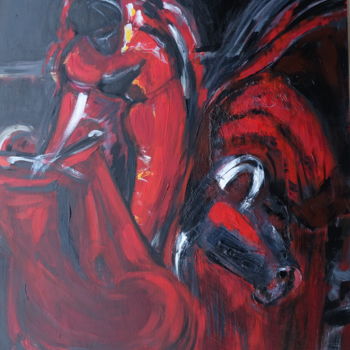 Peinture intitulée "corrida1-100x80cm.j…" par Arielle, Œuvre d'art originale, Acrylique