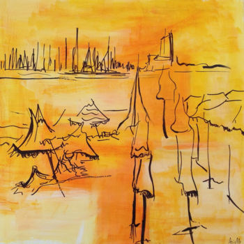 Painting titled "port de royan, libe…" by Arielle, Original Artwork, Acrylic