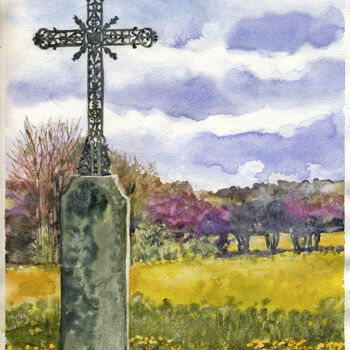 Drawing titled "cruz del camino" by Ariette Imbert, Original Artwork, Watercolor