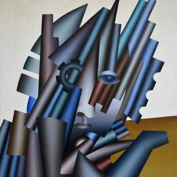 Картина под названием "The Robot" - Arija Paikule, Подлинное произведение искусства, Масло Установлен на Деревянная рама для…