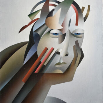 Pintura titulada "The Thinker" por Arija Paikule, Obra de arte original, Oleo Montado en Bastidor de camilla de madera