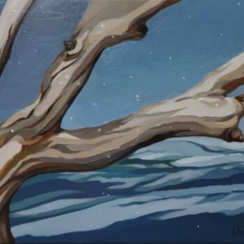 Painting titled "Gum tree in snow" by Arina Apostolova, Original Artwork, Oil