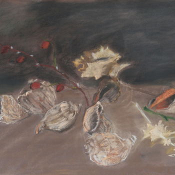 Painting titled "Scallops with Roseh…" by Arina Ioana Muntean, Original Artwork, Pastel