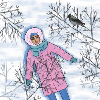 Gravures & estampes intitulée "February" par Arina Qqshkina, Œuvre d'art originale, Peinture numérique