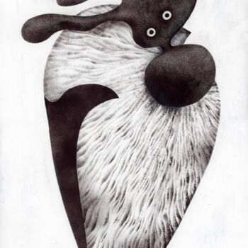 Peinture intitulée "The birdshape #5" par Arina Serebriakova, Œuvre d'art originale, Pochoir