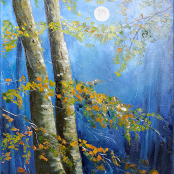 Painting titled "Pleine lune" by Arina Tcherem, Original Artwork, Oil