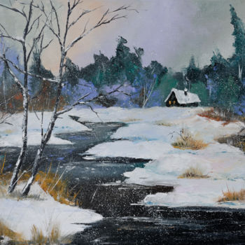 Painting titled "La Rivière noire" by Arina Tcherem, Original Artwork, Oil