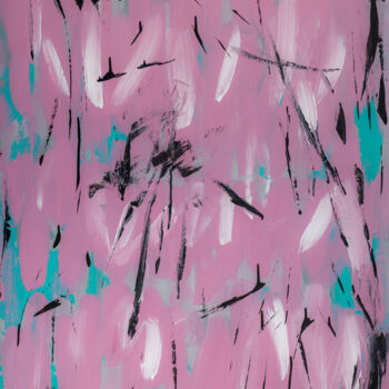 Peinture intitulée "Pink Rain, Abstract…" par Arina Yastrebova, Œuvre d'art originale, Acrylique