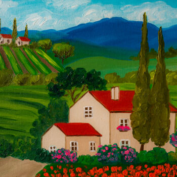 Painting titled "Colorful Tuscany Co…" by Arina Yastrebova, Original Artwork, Oil