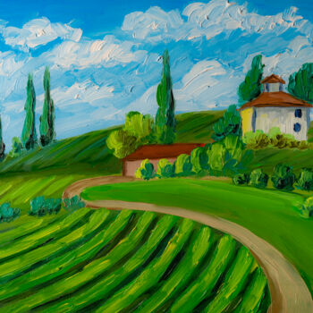 제목이 "Tuscany Vineyards,…"인 미술작품 Arina Yastrebova로, 원작, 기름