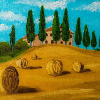 Peinture intitulée "Wheat field of Tusc…" par Arina Yastrebova, Œuvre d'art originale, Huile