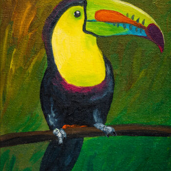Peinture intitulée "Colorful Toucan, Tr…" par Arina Yastrebova, Œuvre d'art originale, Huile