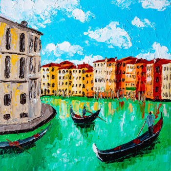 Painting titled "Venice Cityscape Go…" by Arina Yastrebova, Original Artwork, Oil