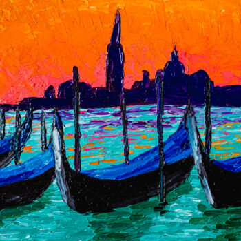 "Sunset Venice Italy…" başlıklı Tablo Arina Yastrebova tarafından, Orijinal sanat, Petrol