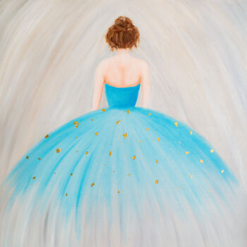Painting titled "Ballerina, Dancing…" by Arina Yastrebova, Original Artwork, Oil Mounted on Wood Stretcher frame