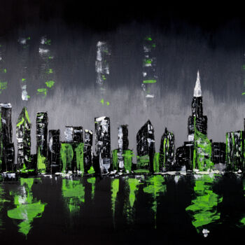 Malerei mit dem Titel "Night New York skyl…" von Arina Yastrebova, Original-Kunstwerk, Acryl