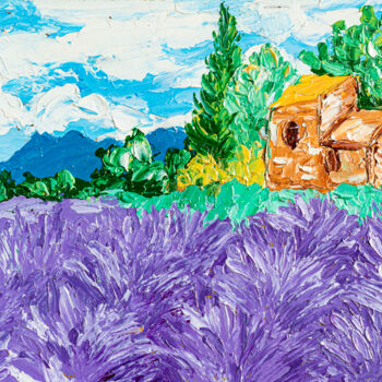 Painting titled "Tuscany Lavender Fi…" by Arina Yastrebova, Original Artwork, Oil