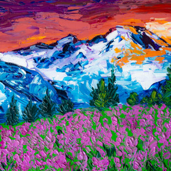 Malerei mit dem Titel "Mount Rainier Washi…" von Arina Yastrebova, Original-Kunstwerk, Öl