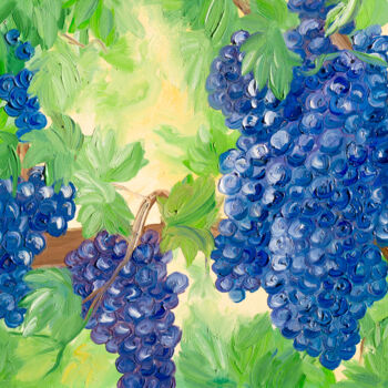 Painting titled "Vineyard Grapes Win…" by Arina Yastrebova, Original Artwork, Oil