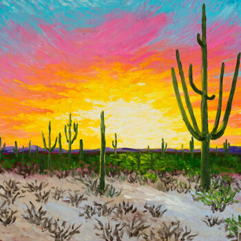 Malerei mit dem Titel "Arizona Sonoran Des…" von Arina Yastrebova, Original-Kunstwerk, Öl