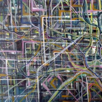 Malerei mit dem Titel "Subway map" von Arina Zinovyeva, Original-Kunstwerk, Öl