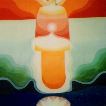 Painting titled "The light of Buddha" by Arindam Bose, Original Artwork, Oil