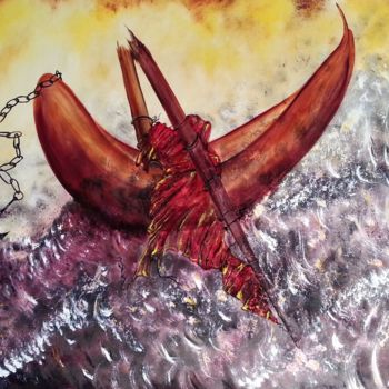 Pintura intitulada "O naufrágio" por Aristides Meneses, Obras de arte originais, Óleo