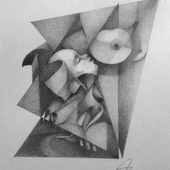 Dessin intitulée "Desayuno informático" par A.Rivera, Œuvre d'art originale, Graphite