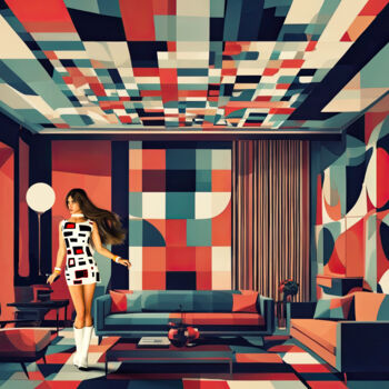 Digital Arts titled "Seventies Beauty" by Arjen Roos, Original Artwork, AI generated image