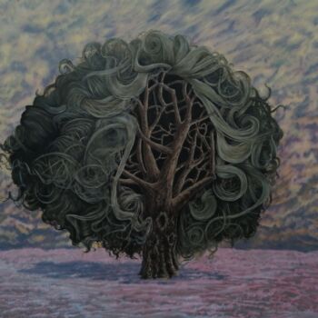 Malerei mit dem Titel "woody hair" von Arkadiusz Koniusz, Original-Kunstwerk, Öl