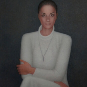 Peinture intitulée "Portrait in white." par Arkady Paransky, Œuvre d'art originale, Pastel