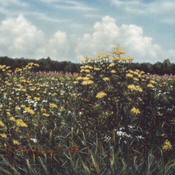 Painting titled "Field with tansy bu…" by Arkady Paransky, Original Artwork, Pastel