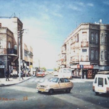 Schilderij getiteld "Tel-Aviv. Ben-Iegud…" door Arkady Paransky, Origineel Kunstwerk, Olie
